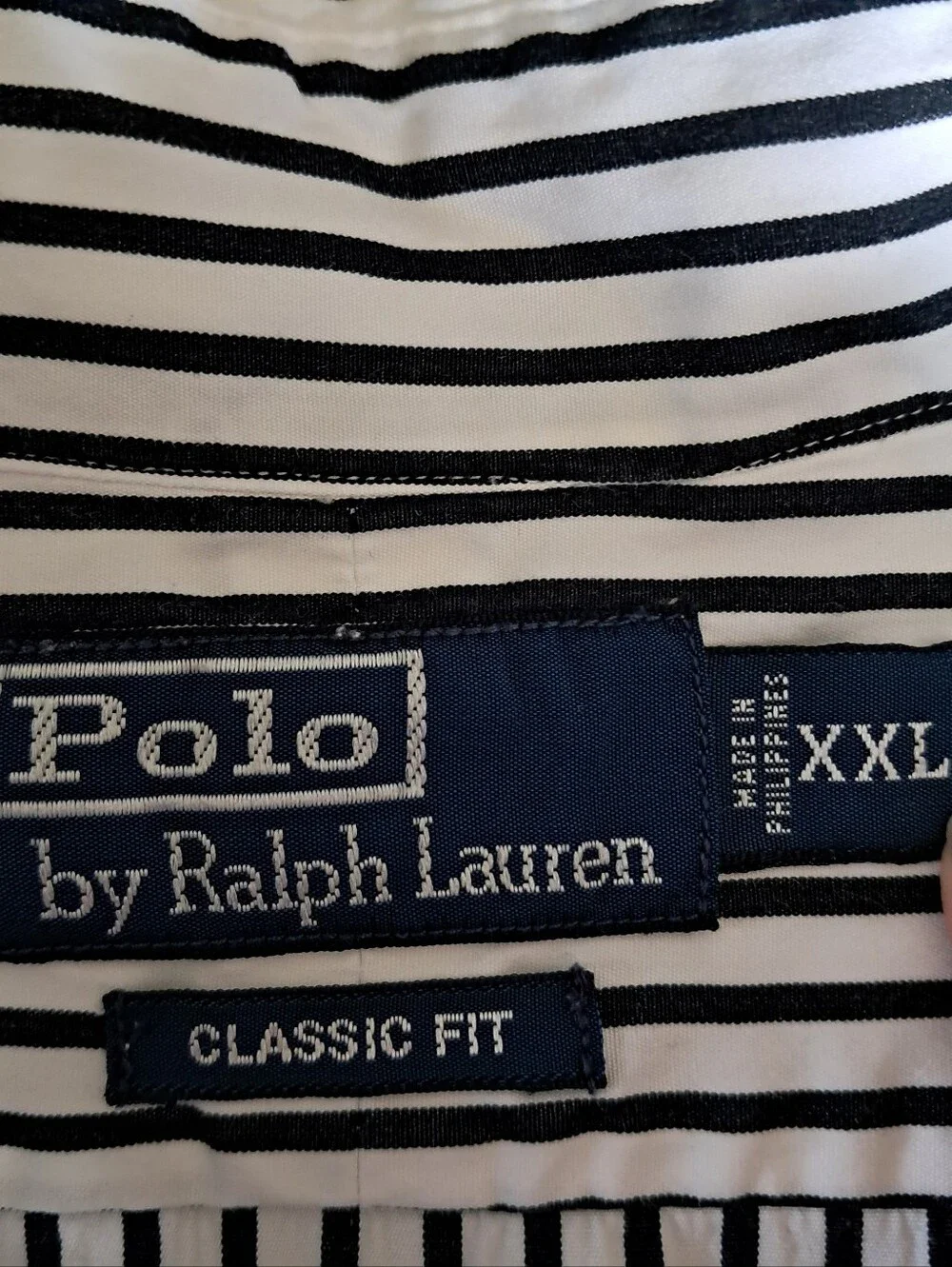 Polo Ralph Lauren Mens Black/Navy Striped Button Front Classic Fit Shirt XXL